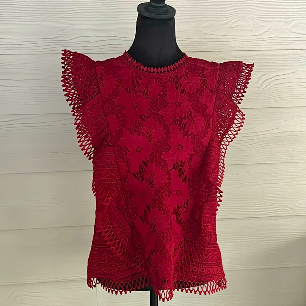 NWT Gorgeous Deep Red Women’s Lace Top